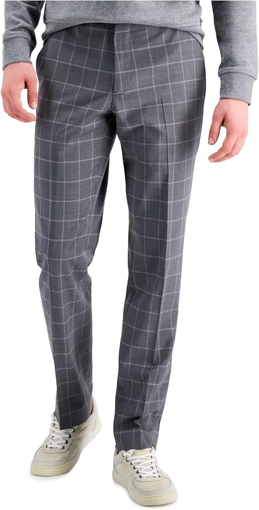 ARMANI EXCHANGE Mens Gray Flat Front, Plaid Slim Fit Stretch Suit Separate Pants 32 Waist