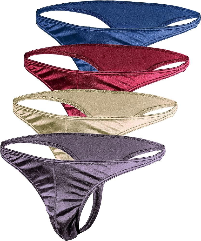 Barbra Lingerie Satin Mens Thongs Underwear Panties Silky Sexy Man G String Thong Undie Multi Pack