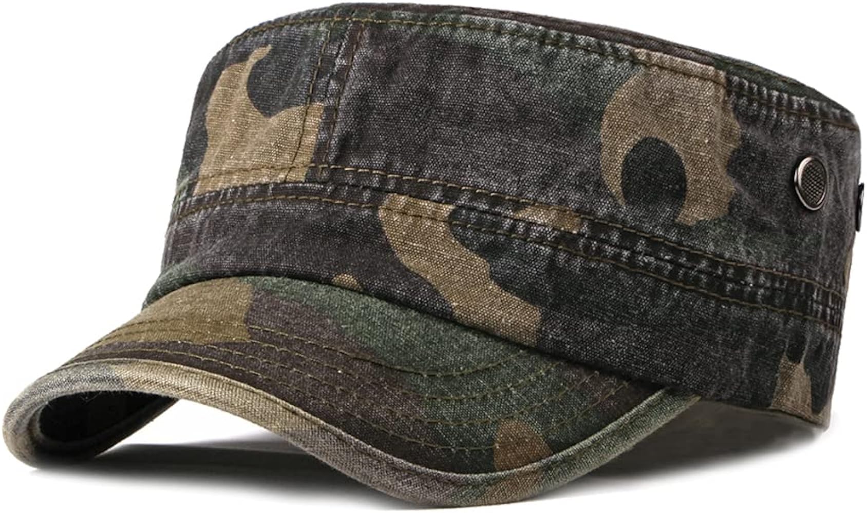 Unisex Military Army Hat Men Women Baseball Cap Flat Top Cap Adjustable Camo Cadet Cap