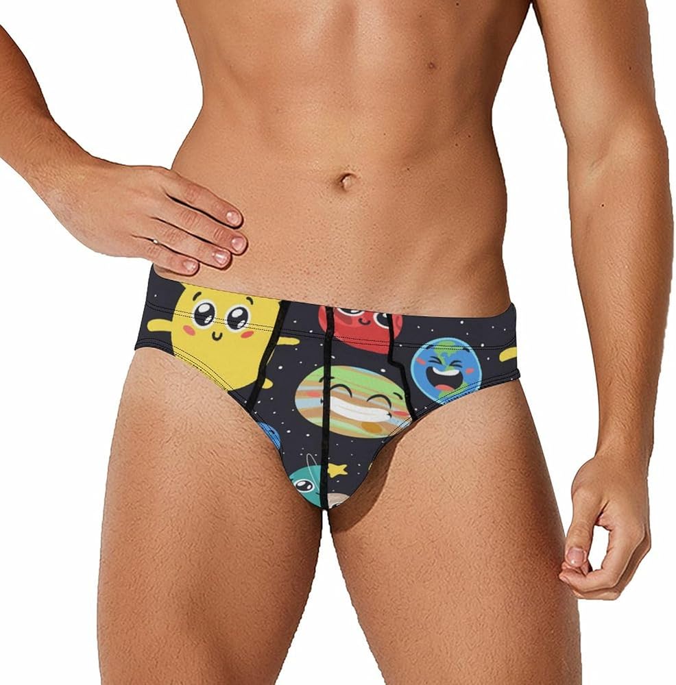 Solar System Space Star Breathable Mens Underwear Soft Briefs Lightweight Low Rise Panties