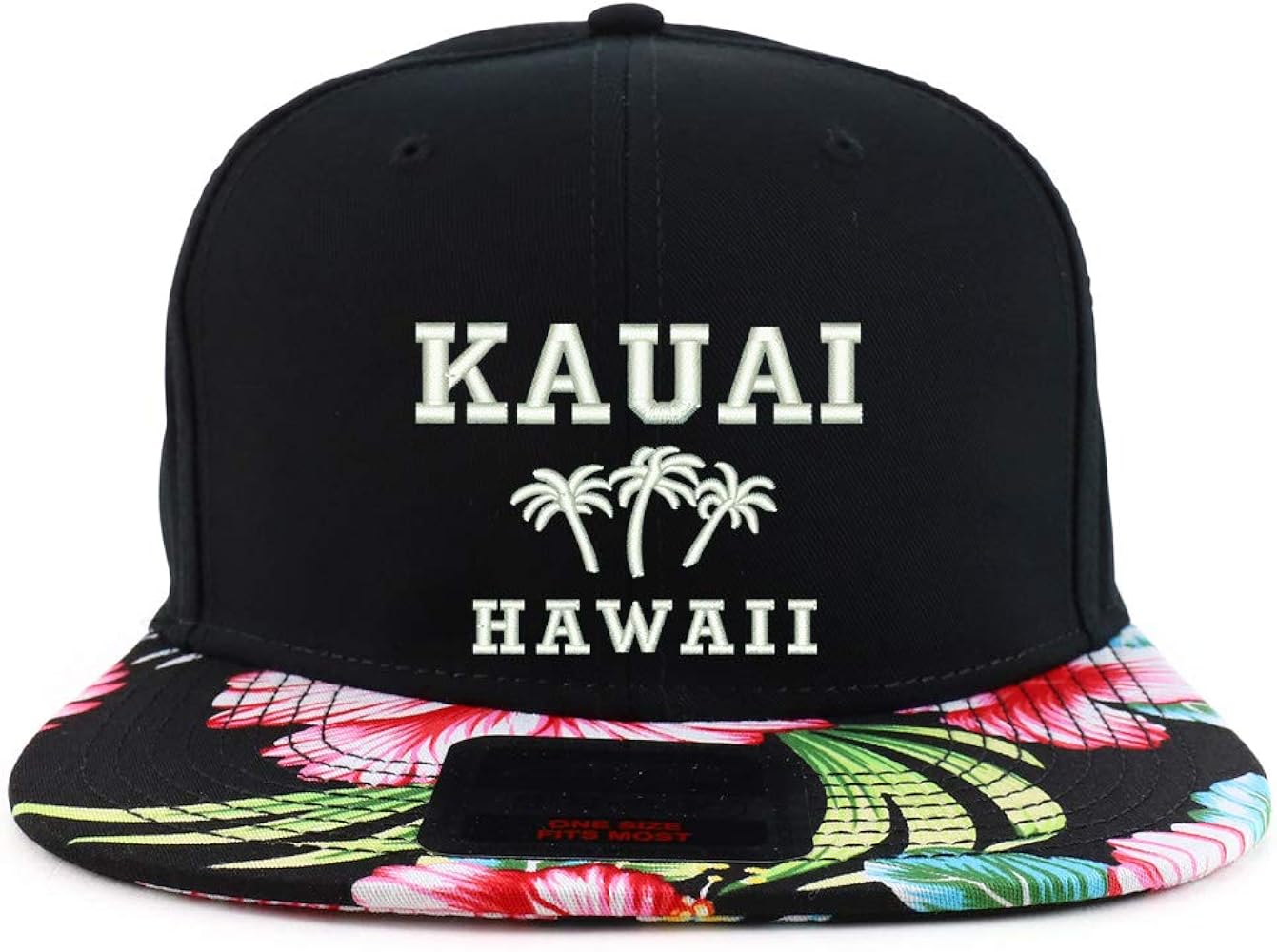 Trendy Apparel Shop Kauai Hawaii Embroidered Floral Flatbill Snapback Cap