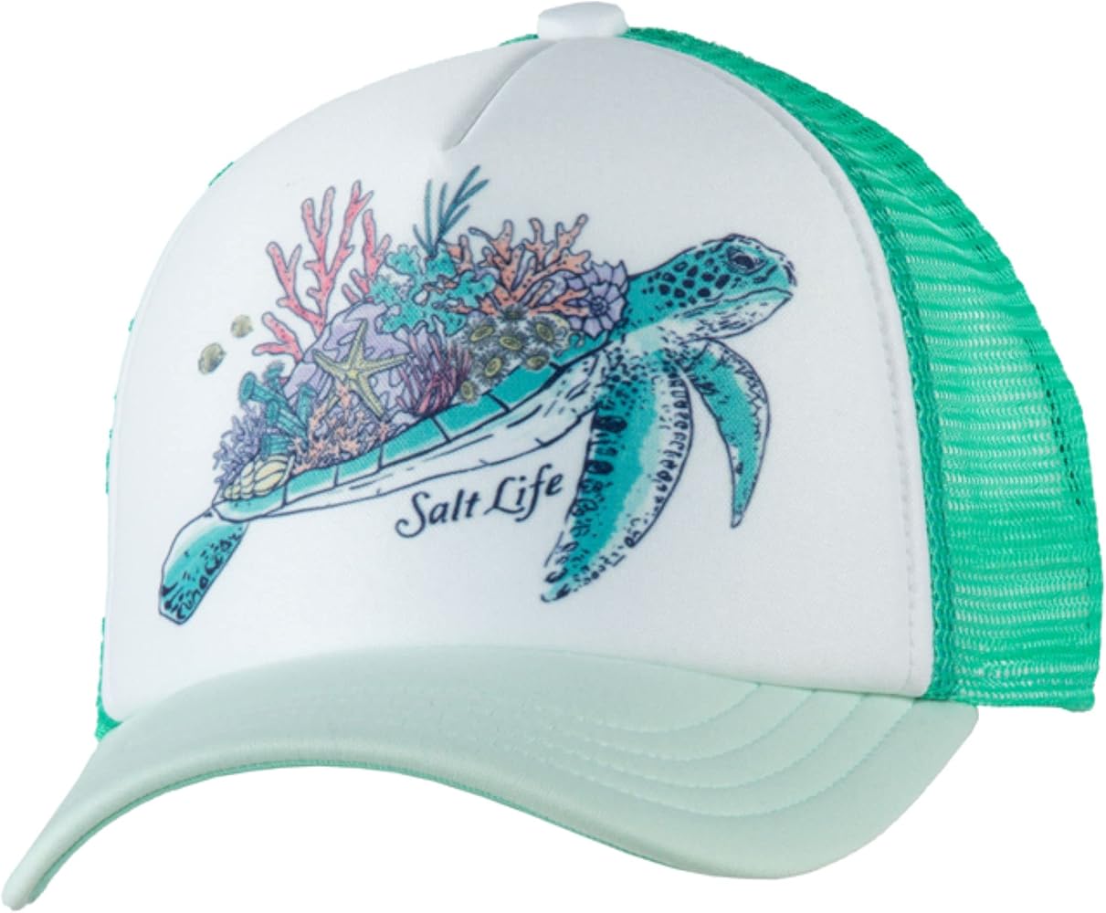 Salt Life Girls Turtle Reef Youth Trucker Hat, Aqua Sea, One Size