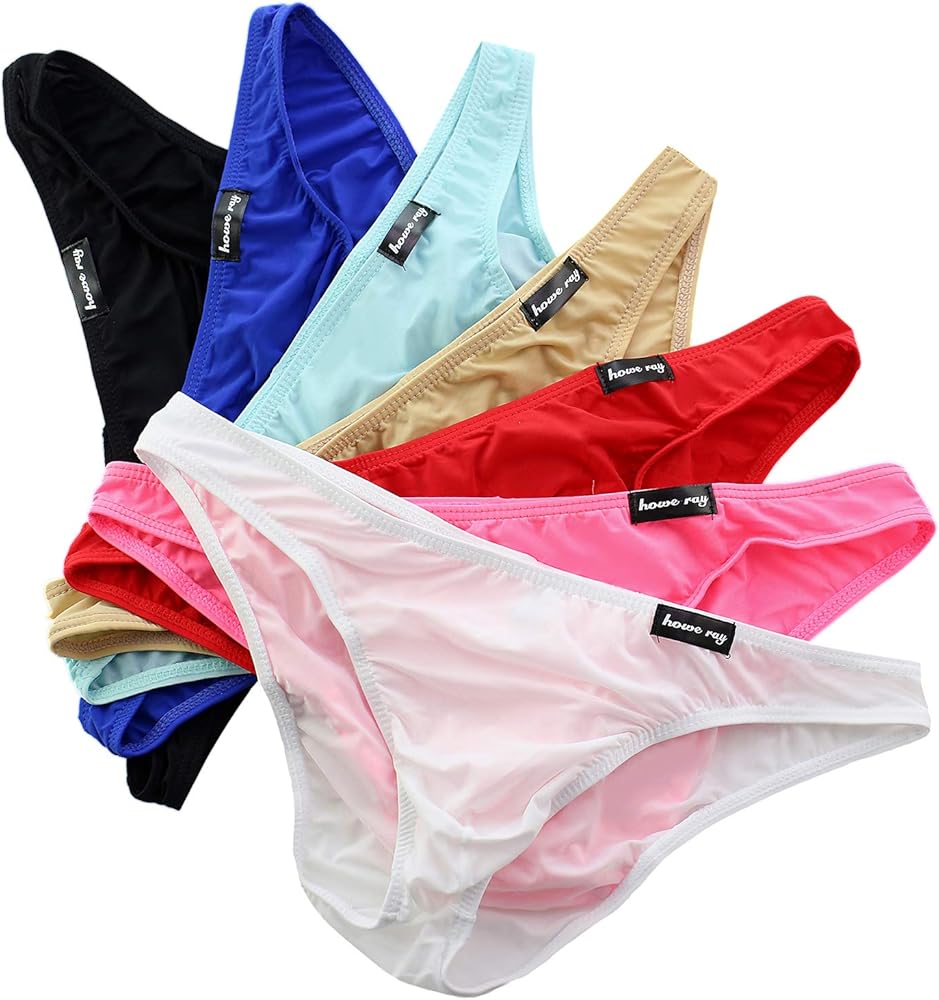 Men's Low Waist Stretchy Bikini Briefs Smooth Silky Bulge Pouch Underwear Elastic Swimwear Panties