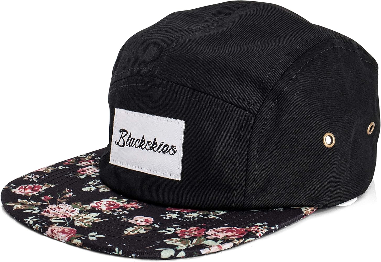 Blackskies Black Beauty 5 Panel Cap | Men Women | Surf Skate Sun Hat Rose Black with Flowers Unisex Baseball Beanie