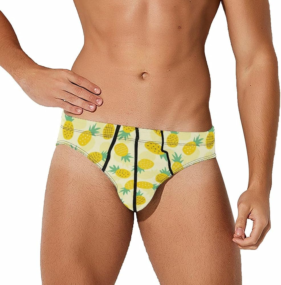 Pineapple Splash Breathable Mens Underwear Soft Briefs Lightweight Low Rise Panties