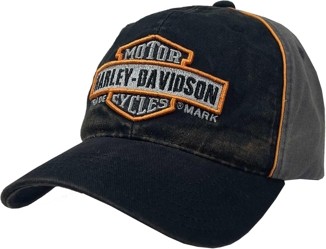 Harley-Davidson Men's Embroidered Trademark Curved Brim Washed Baseball Cap Black