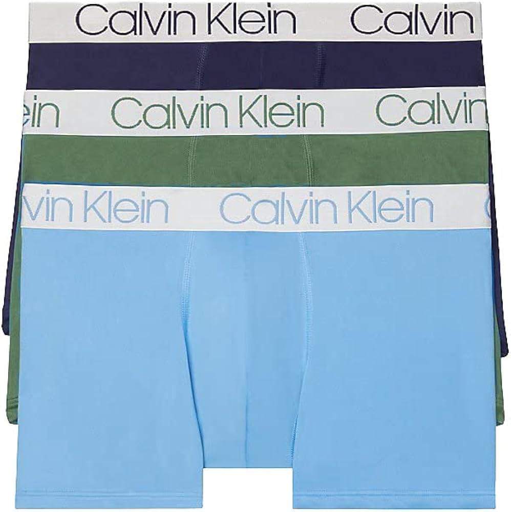 Calvin Klein Men`s Chromatic Microfiber Trunks 3 Pack (Obsidian(NP2213-430)/G_Blue, X-Large)