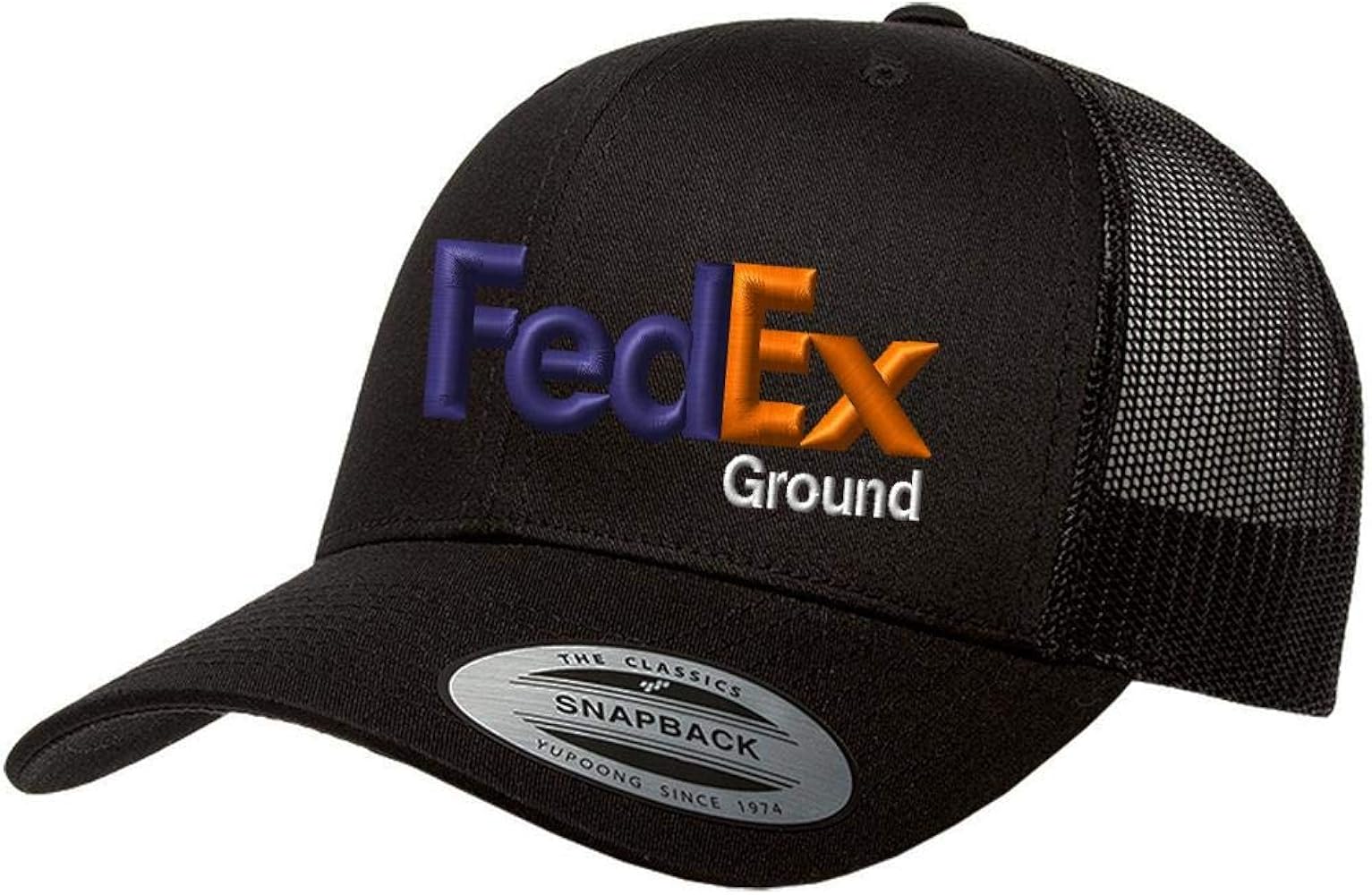 Custom FedEx Ground Cap Purple Orange Curve Mesh Trucker Snapback Hat