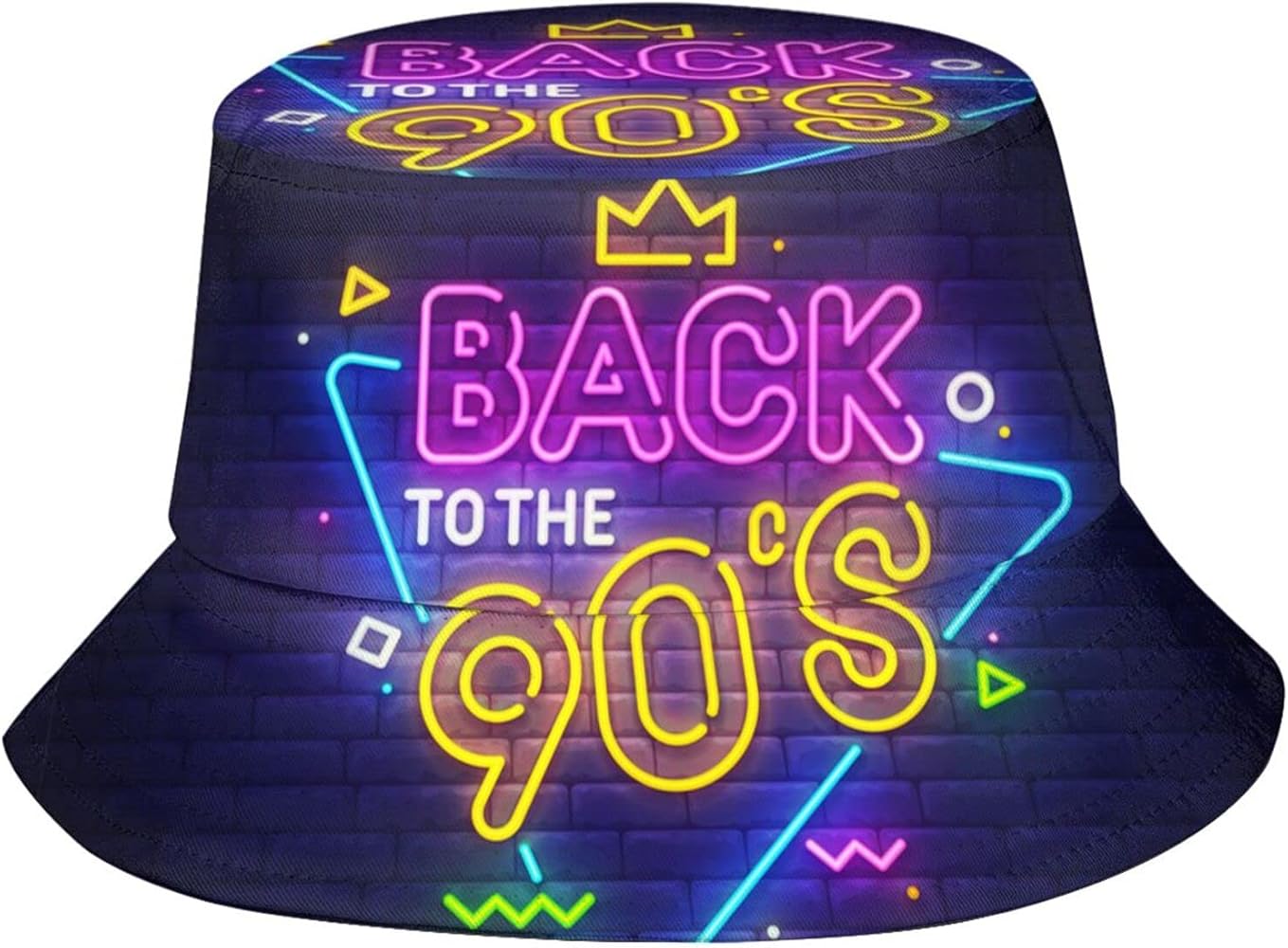 Back to The 90's Neon 1990s Fashion Art Bucket Hat Fishing Hats Summer Travel Beach Sun Uv Protection Packable Fisherman Cap for Men Women Teens