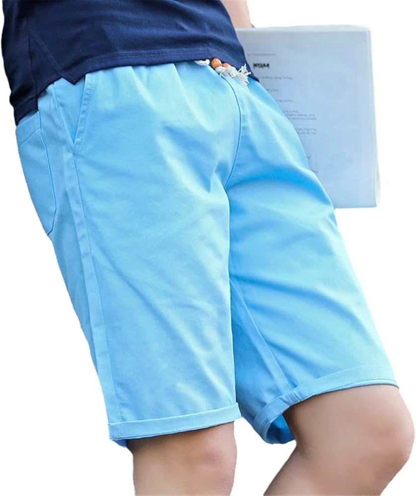 Men's Summer Shorts Casual Solid Color Solid Cotton Five-Point Pants Thin Straight-Leg Beach Shorts