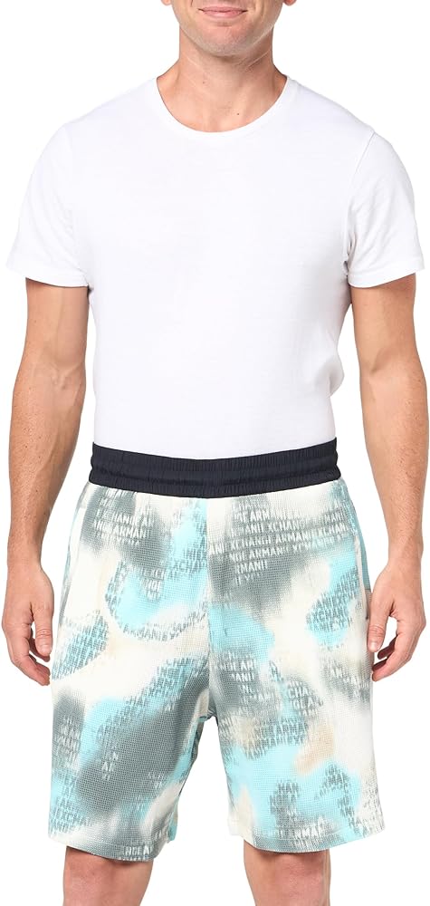 Armani Exchange Men's Pull Up Camo Jacquard Fleece Shorts