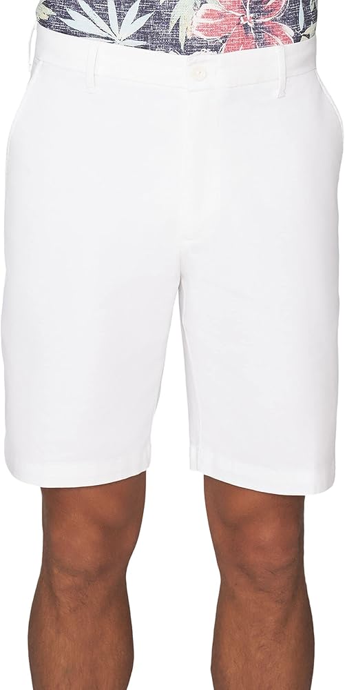 IZOD Men's 9.5 Saltwater Flat Front Stretch Chino Shorts, Solid Bright White, 40