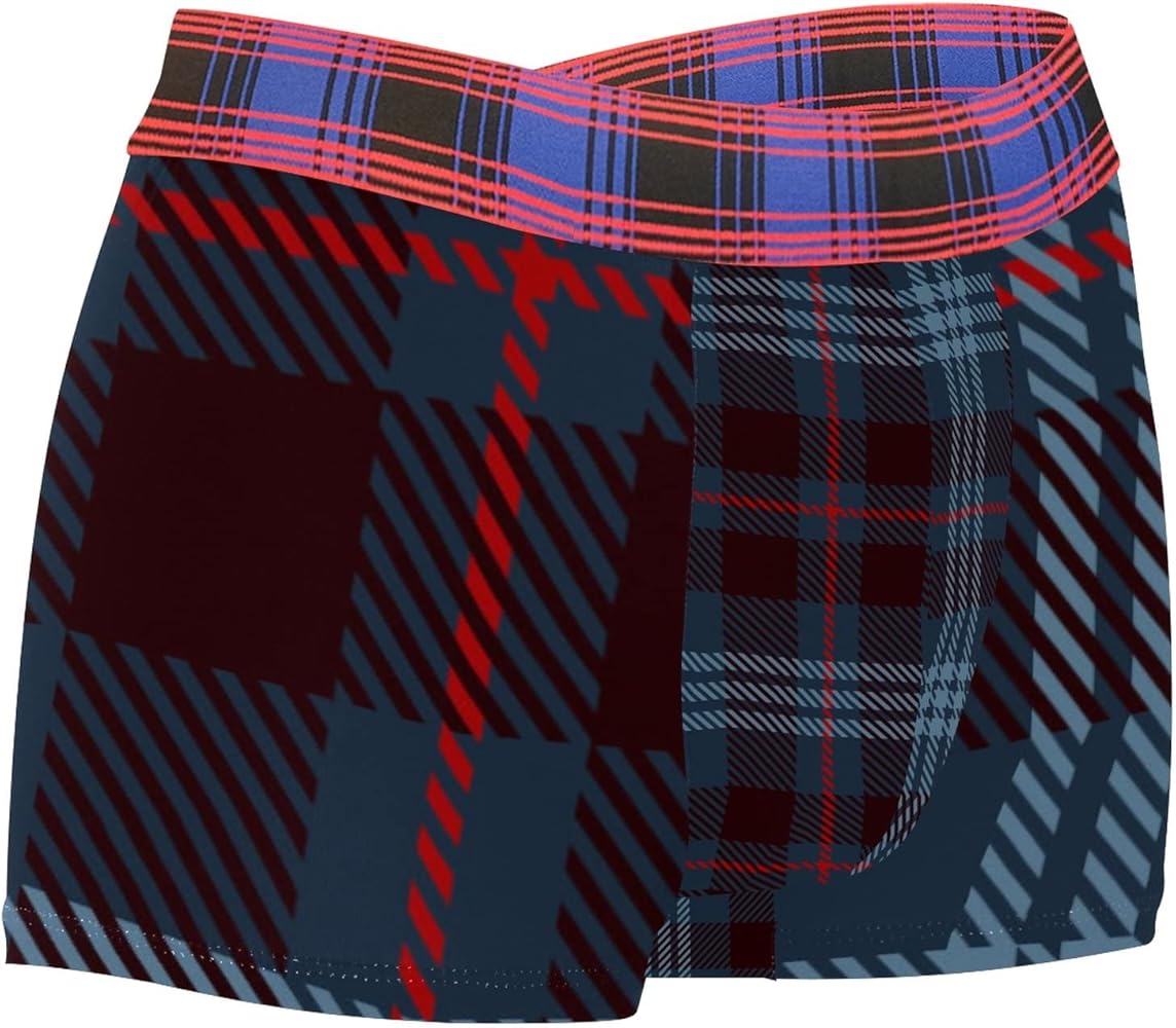 Men's Fit Printed Underwear Dark Blue Plaid