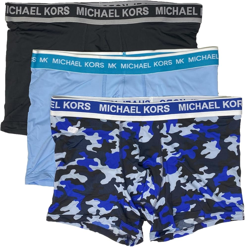 Michael Kors Men`s Performance Poly Logo Band Boxer Briefs 3 Pack (B(9F31X10953)/2B2B, X-Large)