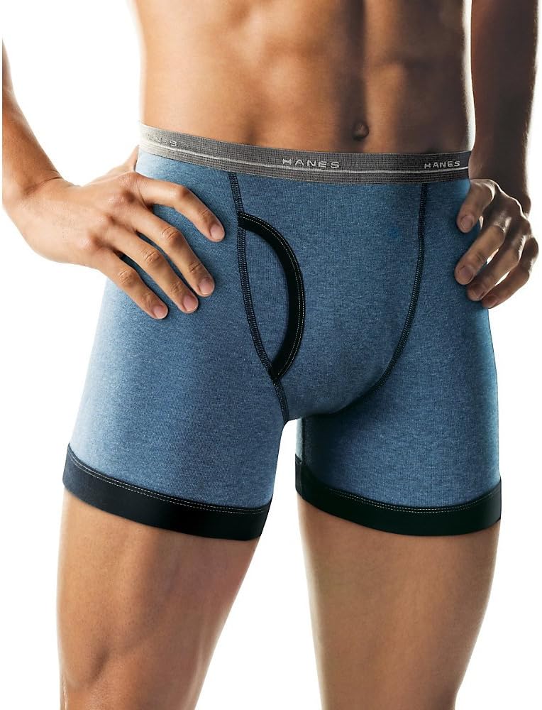 Hanes Men's Ringer Boxer Briefs with Comfort Waistband 5-Pack Black/Gray