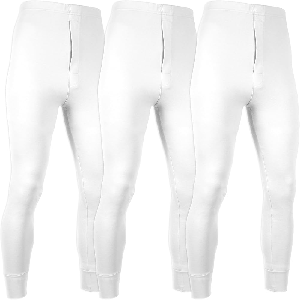 Andrew Scott Men's 3 Pack Premium Cotton Base Layer Long Thermal Underwear Pants