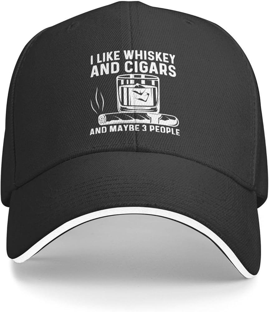 I Like Whiskey and Cigars and Maybe 3 People Hat for Men Dad Hat Cool Hat