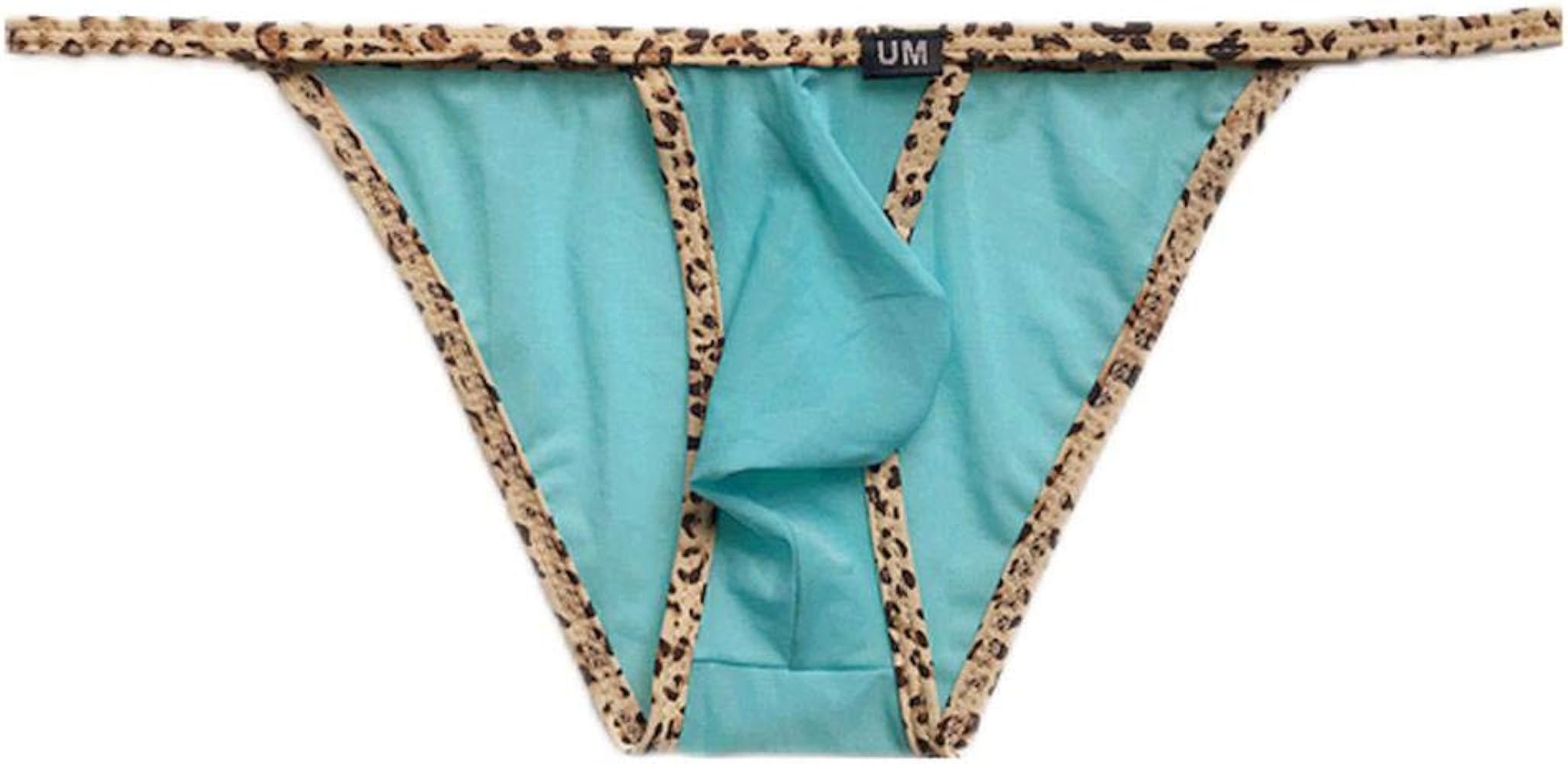 Mens Bikini Briefs Low Rise Ice Silk Pouch Bulge Underwear Blue