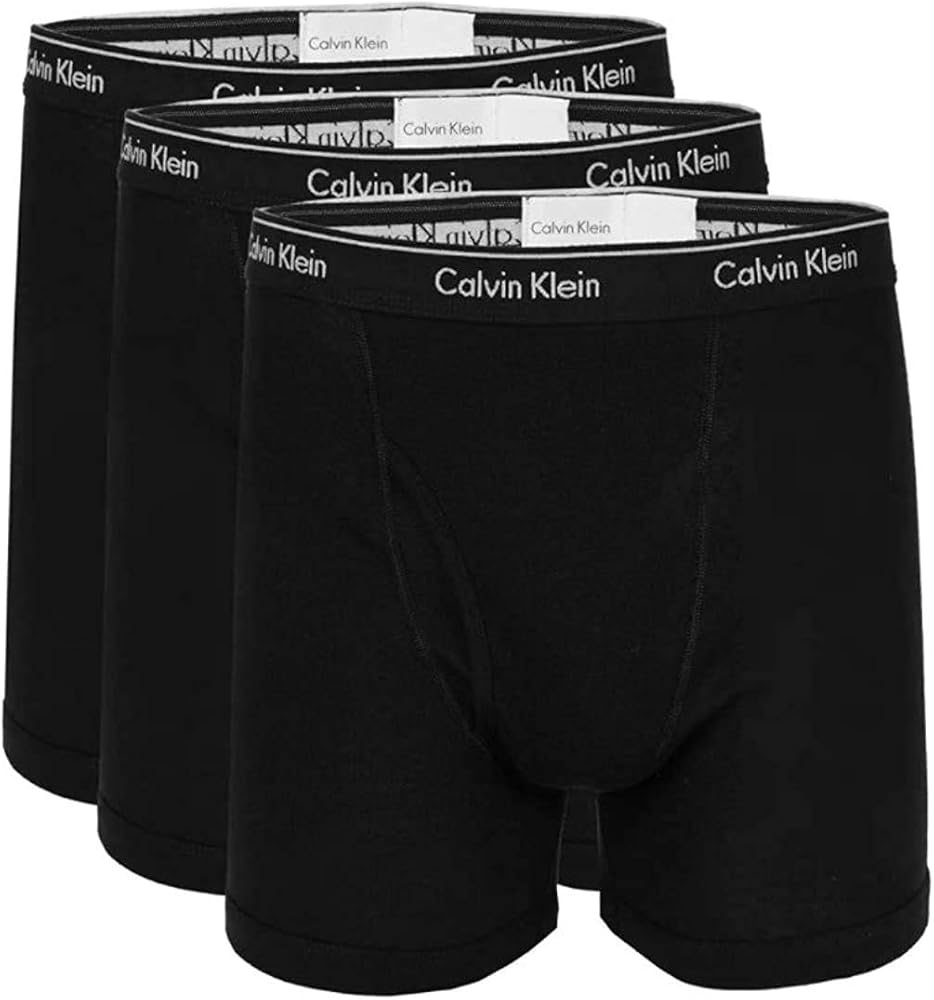 Calvin Klein Men's 100% Cotton Boxer Brief 3-Packs (Black/Black/Black, Medium)