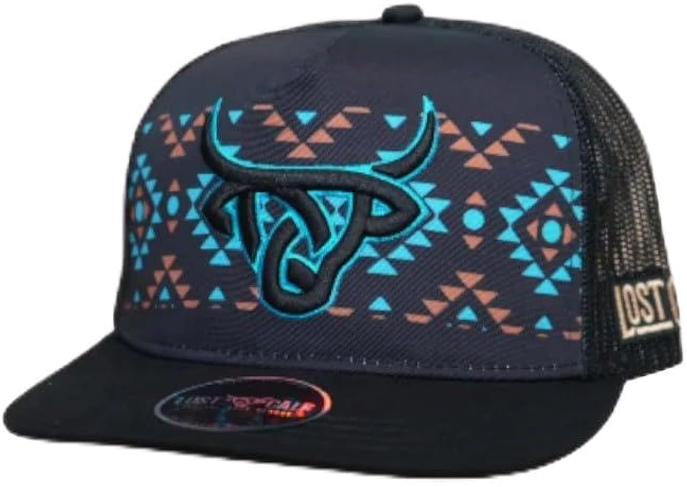 3D Black Logo Turquoise Aztec - Hats Cap, One Size-X-Large