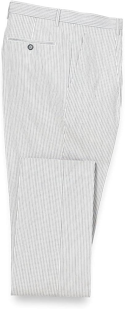 Paul Fredrick Men's Cotton Stretch Seersucker Pinstripe Single Pleat Suit Pants