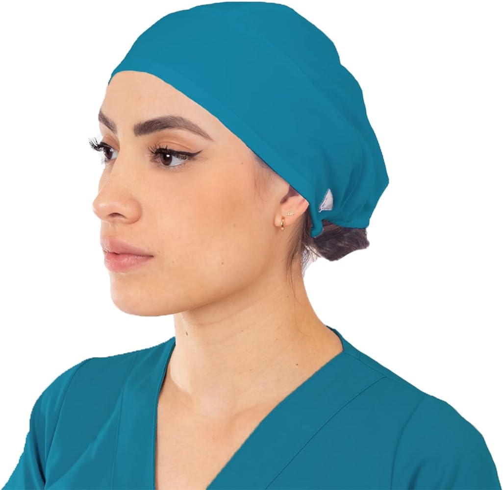 Two Pack Surgical Caps for Men and Women with Adjustable Cords and Spandex Fabric in Many Colors