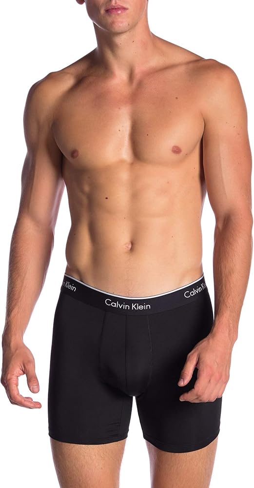 Calvin Klein Men`s Microfiber Boxer Brief (Black(NP2147-001)/White, Small)