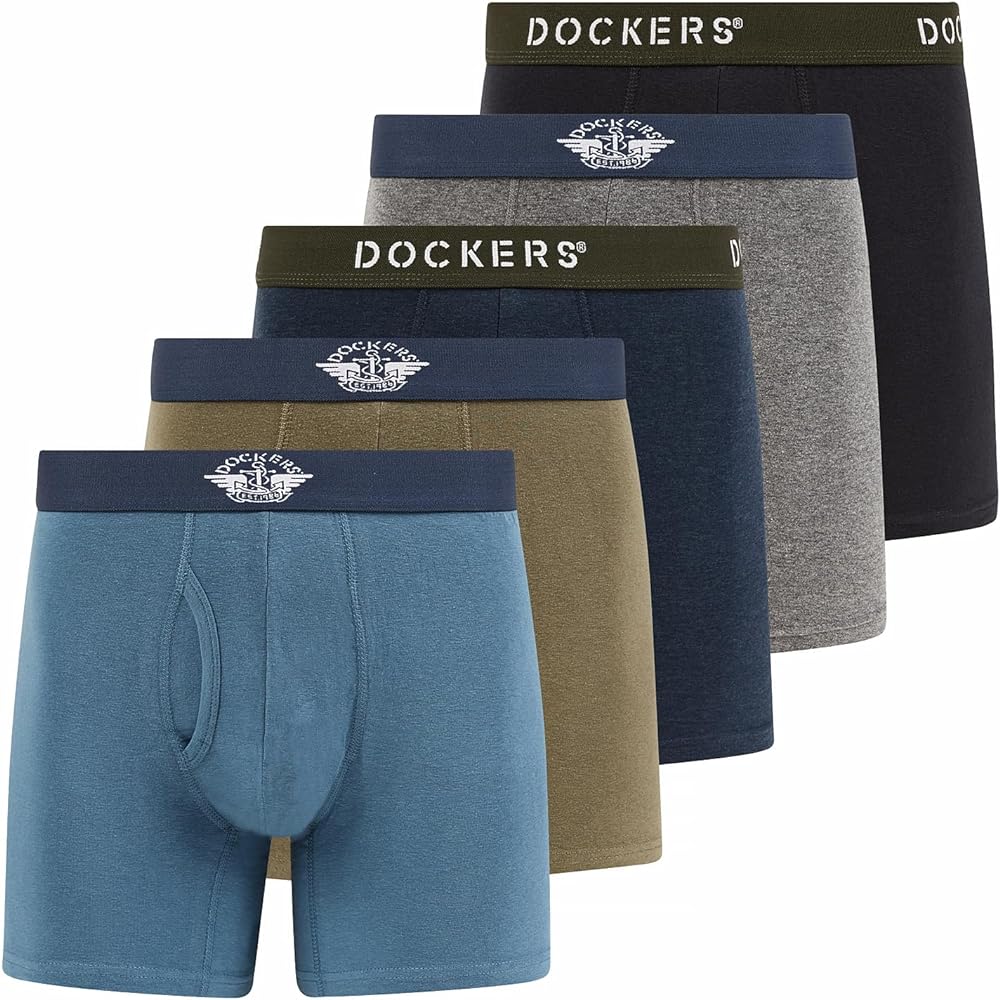 Dockers Mens Boxer Briefs Breathable Cotton Underwear for Men Pack of 5