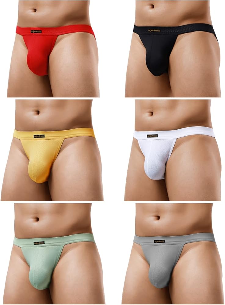 Arjen Kroos Men's Sexy Low Rise Swim Briefs Underwear with Bulge Pouch Bikini Swimwear Multipack