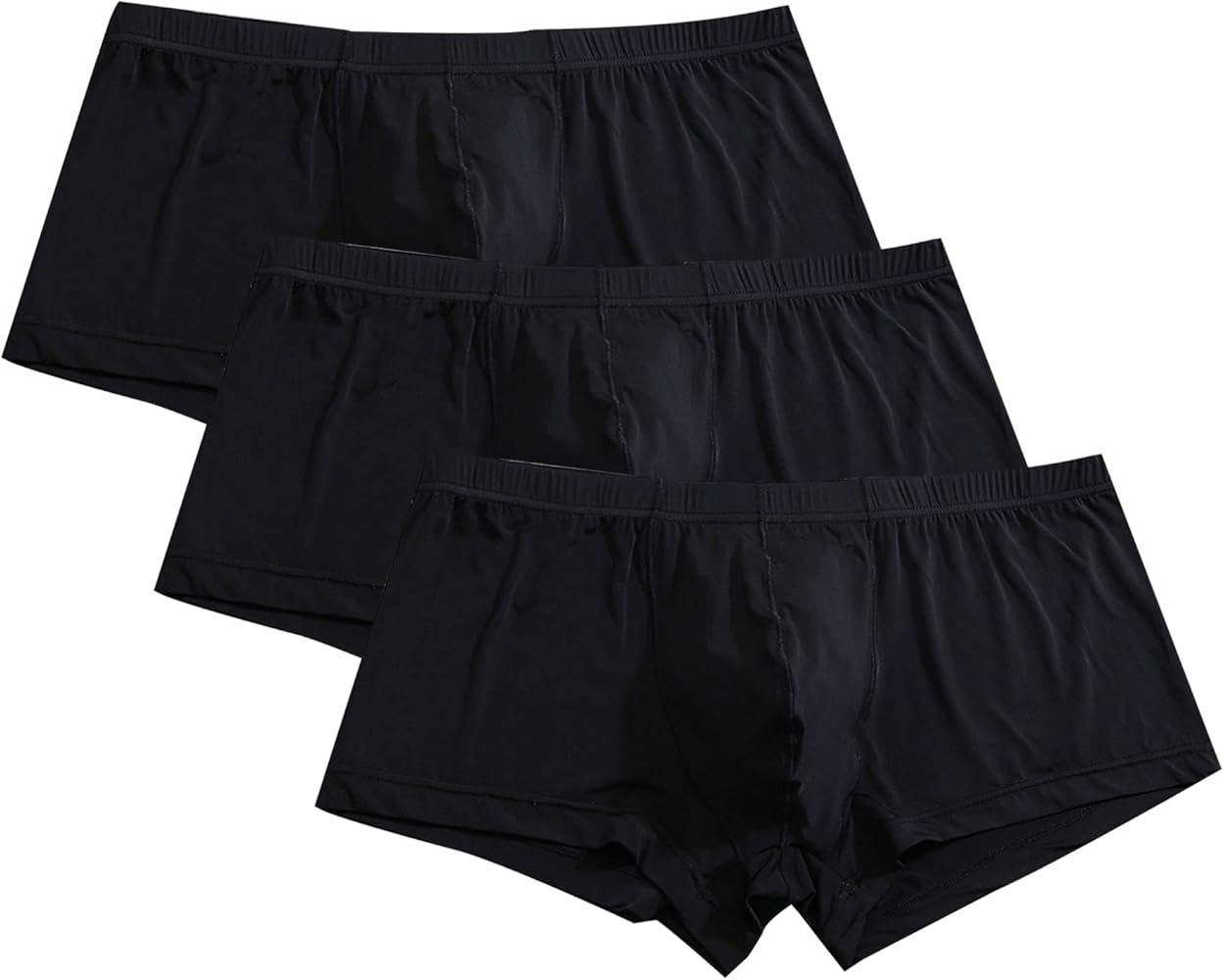 Men's Summer Ice Silk Boxer Trunks Low Rise Breathable Boxer Briefs with Pouch Solid Color Lightweight Underwear