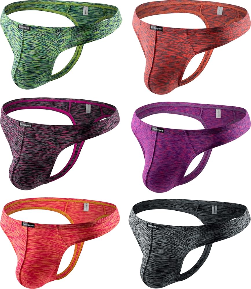 Men's breathable Sexy Low Rise Panties Colorful Hipster Mens T-back Thong Underwear