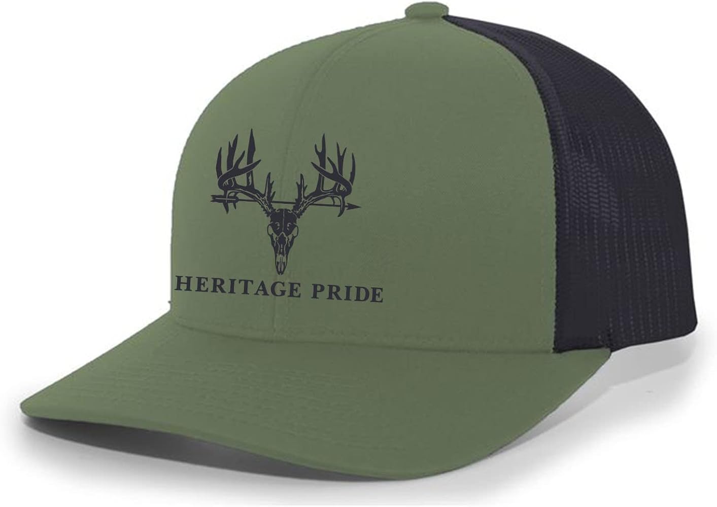 Heritage Pride Deer Skull Antlers Arrow Mens Mesh Back Trucker Hat Baseball Cap