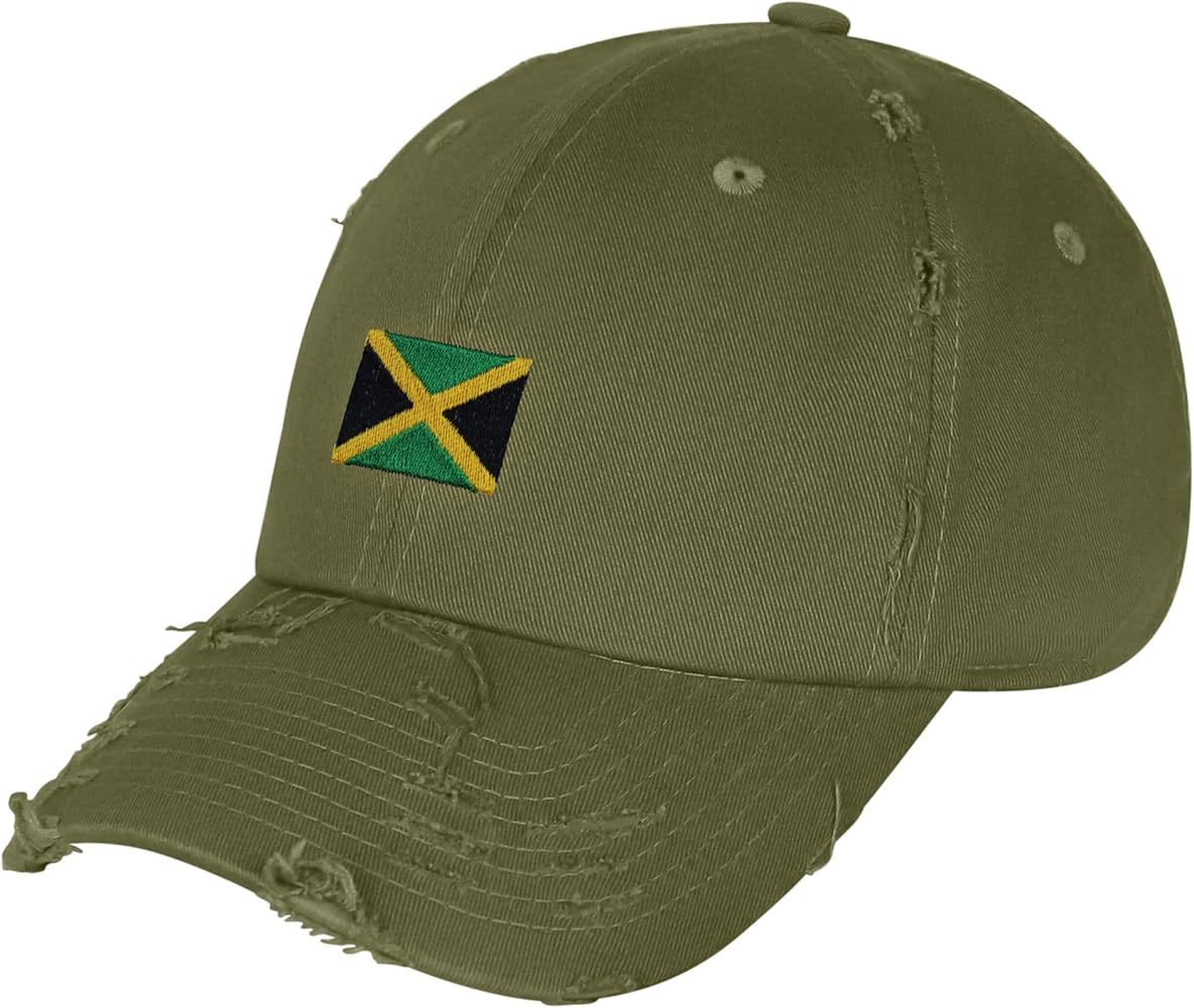 Jamaica Flag Vintage Dad Hat Frayed Embroidered Cap Country Flag Series