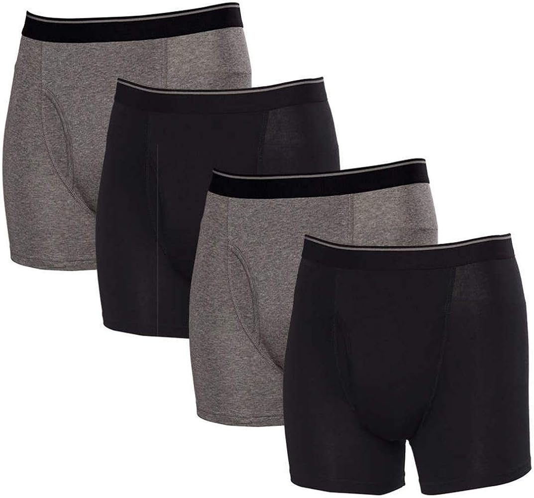 Kirkland Signature Men's Boxer Brief, 4-Pack - Black-Gray Medium