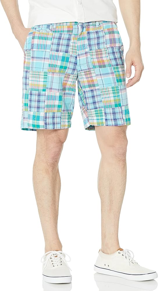 Men's Acid Wash Patch Madras Short