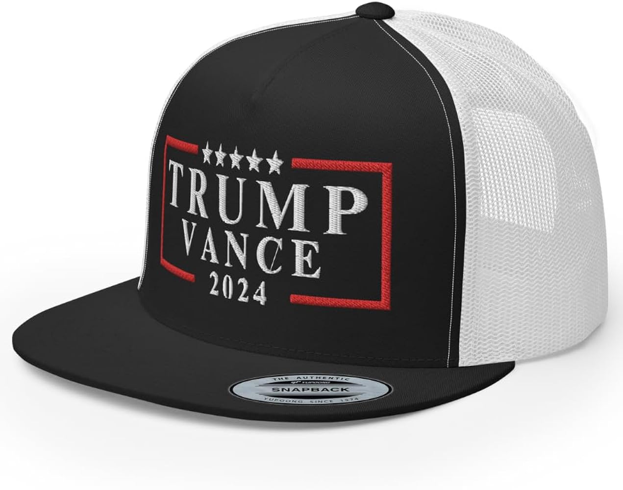 RC Trump Vance 2024 Embroidered Flat Bill Trucker Hat High Crown Adjustable Make America Great Again Cap