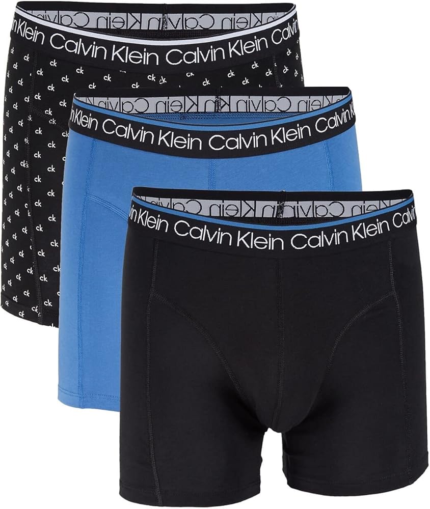 Calvin Klein Men`s Cotton Stretch Boxer Briefs 3 Pack (Small, Blue(np2422-404)/B_b)