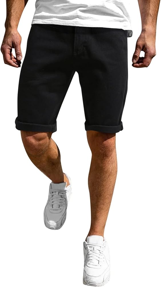 Demin Shorts for Men Casual Cargo Jeans Shorts Button Zipper Relaxed Fit Lightweight Work Shorts with Pockets