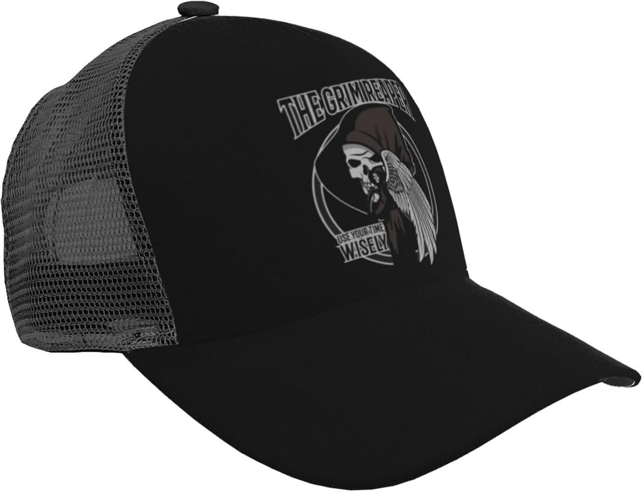 Skull Grim Reaper Hat Adjustable Washable Adult Curved Brim Mesh Baseball Cap