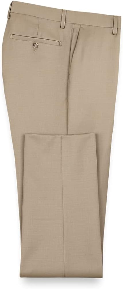 Paul Fredrick Men's Wool Gabardine Flat Front Pants, Size 32 Tan