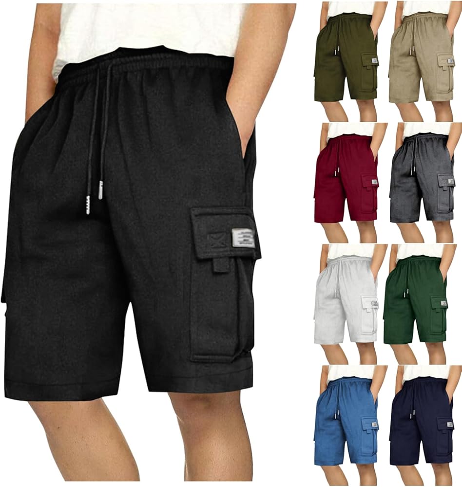 Cargo Shorts for Men Stretch Waist Casual Shorts Summer Cotton Shorts Workout Gym Shorts Outdoor Hiking Shorts with Pockets