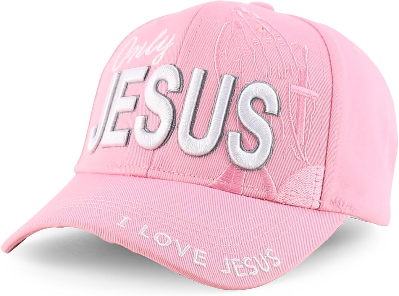 Trendy Apparel Shop Only Jesus Praying Hand Embroidered Christian Ball Cap