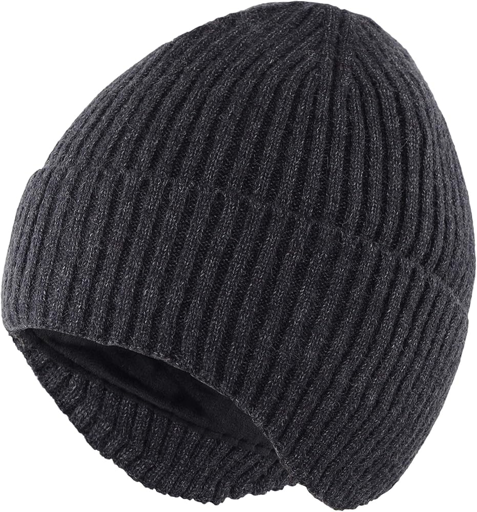 Connectyle Mens Daily Beanie Hat with Earflaps Warm Winter Hats Knit Skull Cap