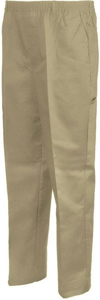 Mens Full Elastic Waist 5-Pocket Pants with Mock Fly (2X, Khaki)