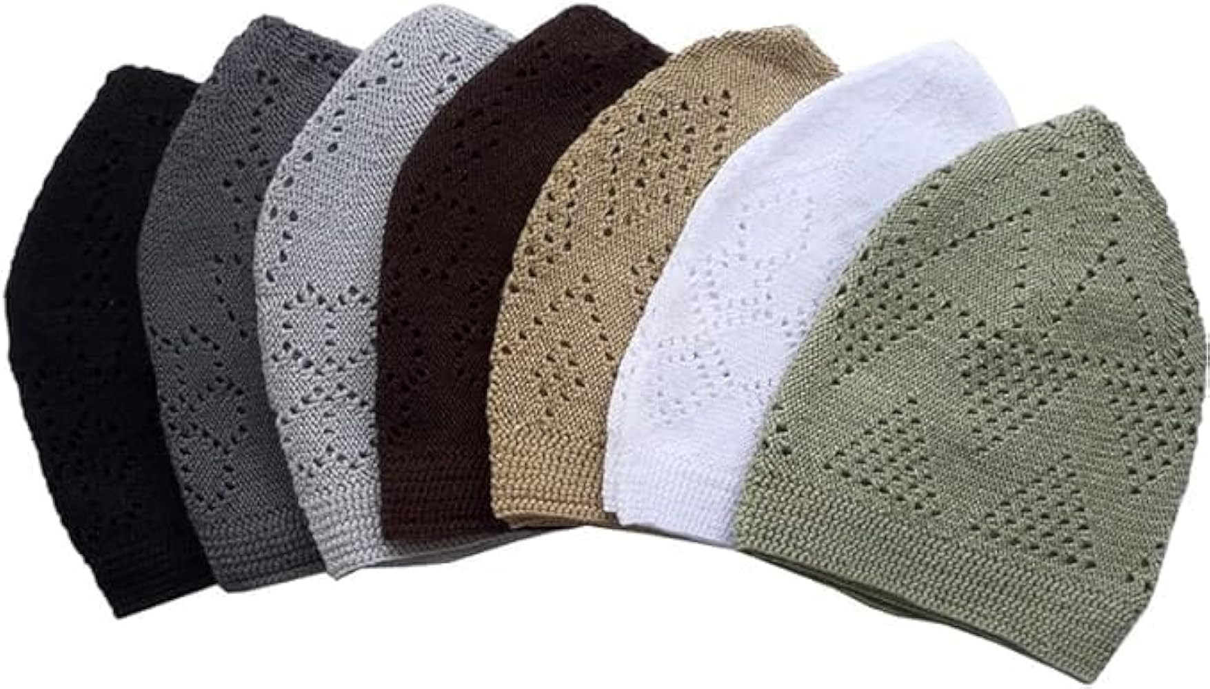 Kufi Hats for Men, Muslim Clothes for Men,%100 Breathable Skull Beanie, Crochet Cap, Handicraft Taqiyah, Cufi, Kufe 10 Pcs