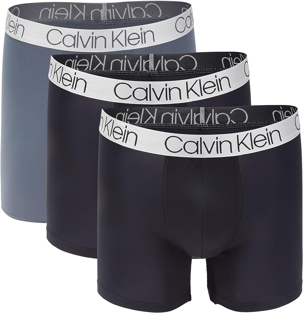 Calvin Klein Men`s Microfiber Boxer Briefs Pack of 3 (Black(NP2214-051)/Grey, Large)