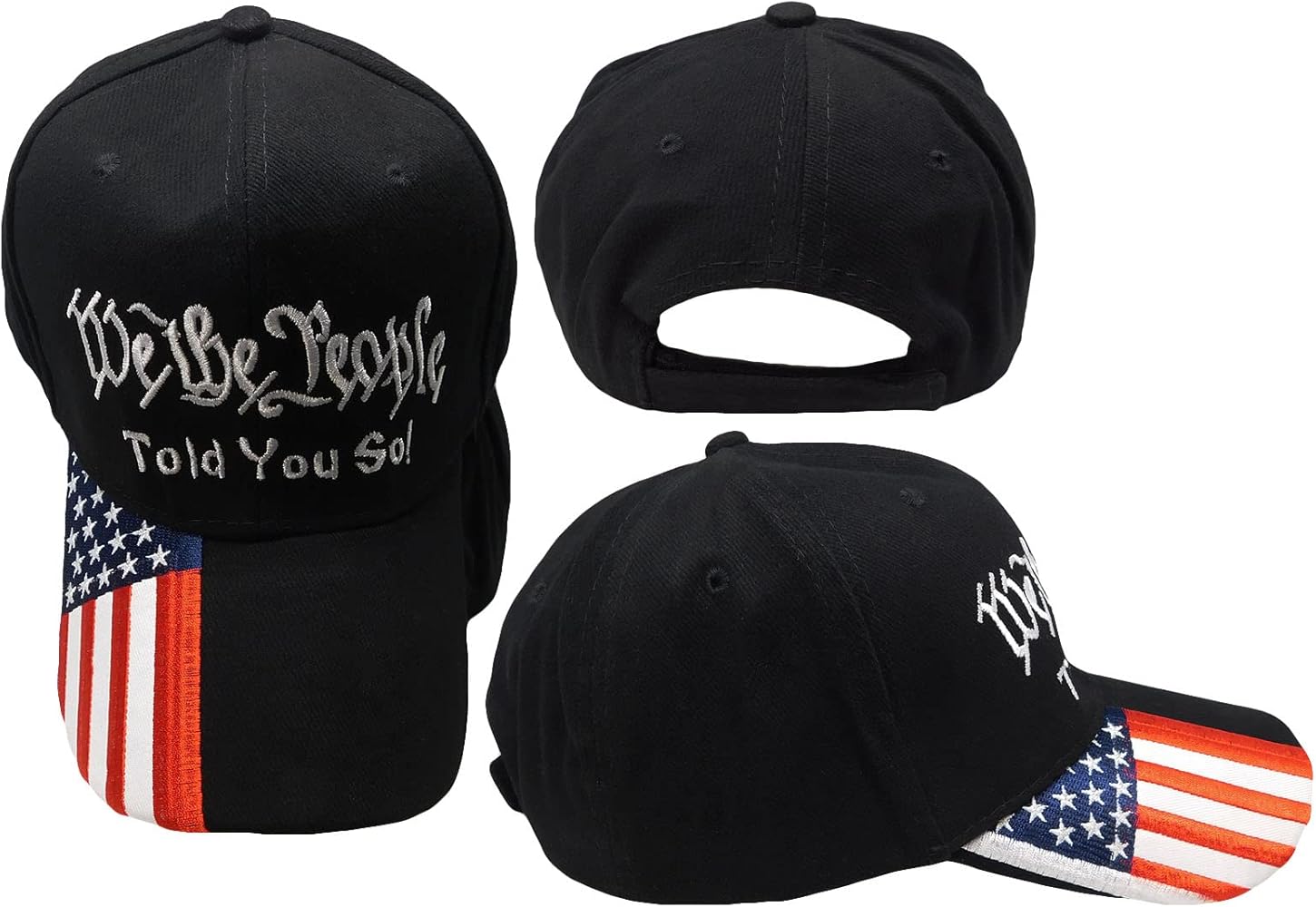 Trade Winds We The People Told You So! Black RWB USA Flag On Bill Cotton Adjustable Embroidered Baseball Hat Cap