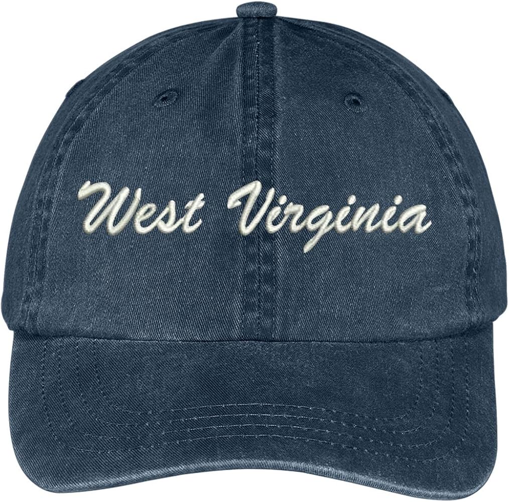 Trendy Apparel Shop West Virginia State Embroidered Low Profile Adjustable Cotton Cap