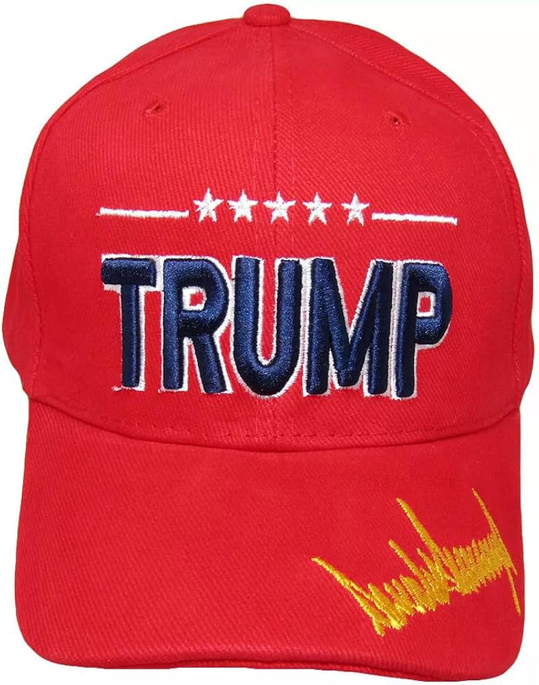 Trump Signature Signed Red 100% Cotton Embroidered Hat Cap