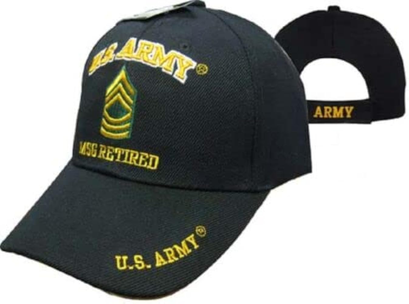 Flakita's Novelties United States Army MSG Retired Military Black Embroidered Cap Hat